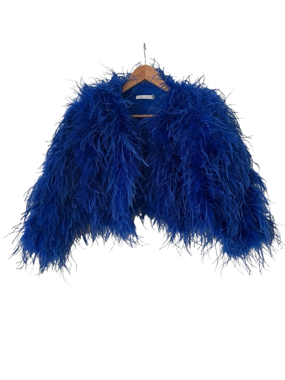 Alice + Olivia Kidman Feather Trim Jacket Luxury Statement Coat XS - Picture 2 of 5
